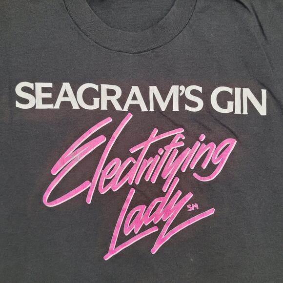 Vintage 80s Seagrams-Gin Shirt Womens XL 23x27 Electrifying Lady - Picture 10 of 15